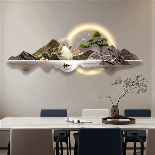 Moonrise mountain led wall - mountain, art