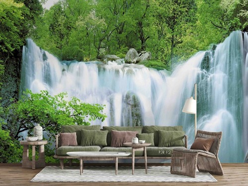 Waterfall forest scenery - 3d,