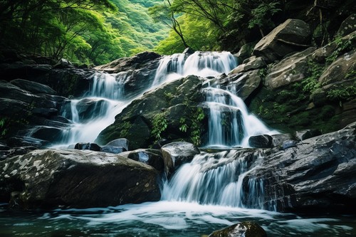 Waterfall canvas picture print - waterfall,