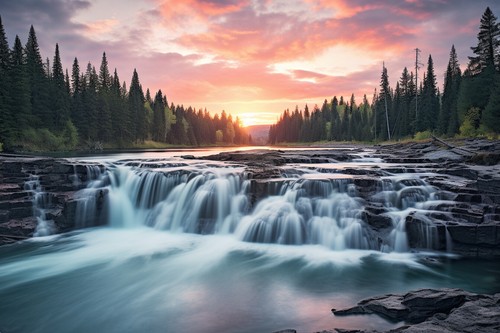 Waterfall woodland forest - waterfall,