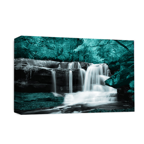 Waterfall wall art teal - waterfall, grey
