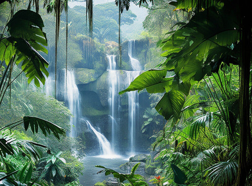 Woodland waterfall canvas - woodland,