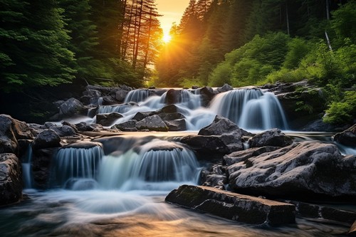 Waterfall canvas picture print - canvas,