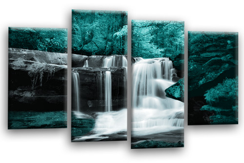 Waterfall wall art - art, teal