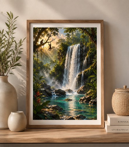 Rainforest waterfall wall art - rainforest,