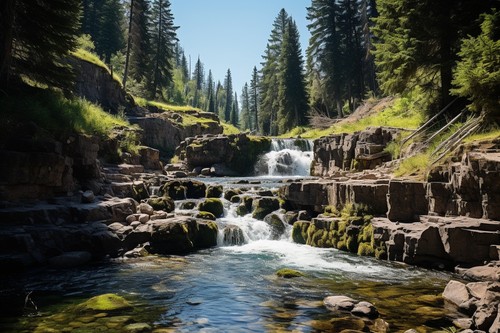 Forest waterfall canvas - forest,