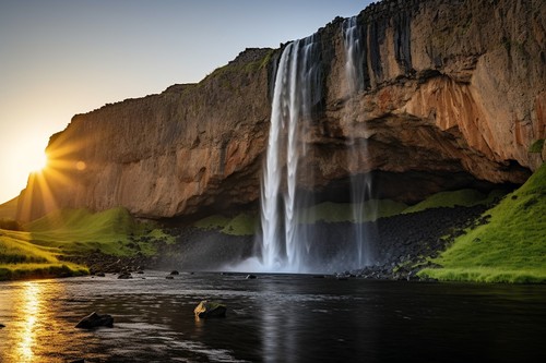 Waterfall canvas picture print - waterfall,