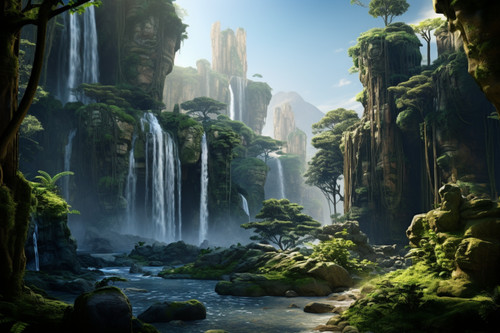 Waterfall woodland forest - waterfall,